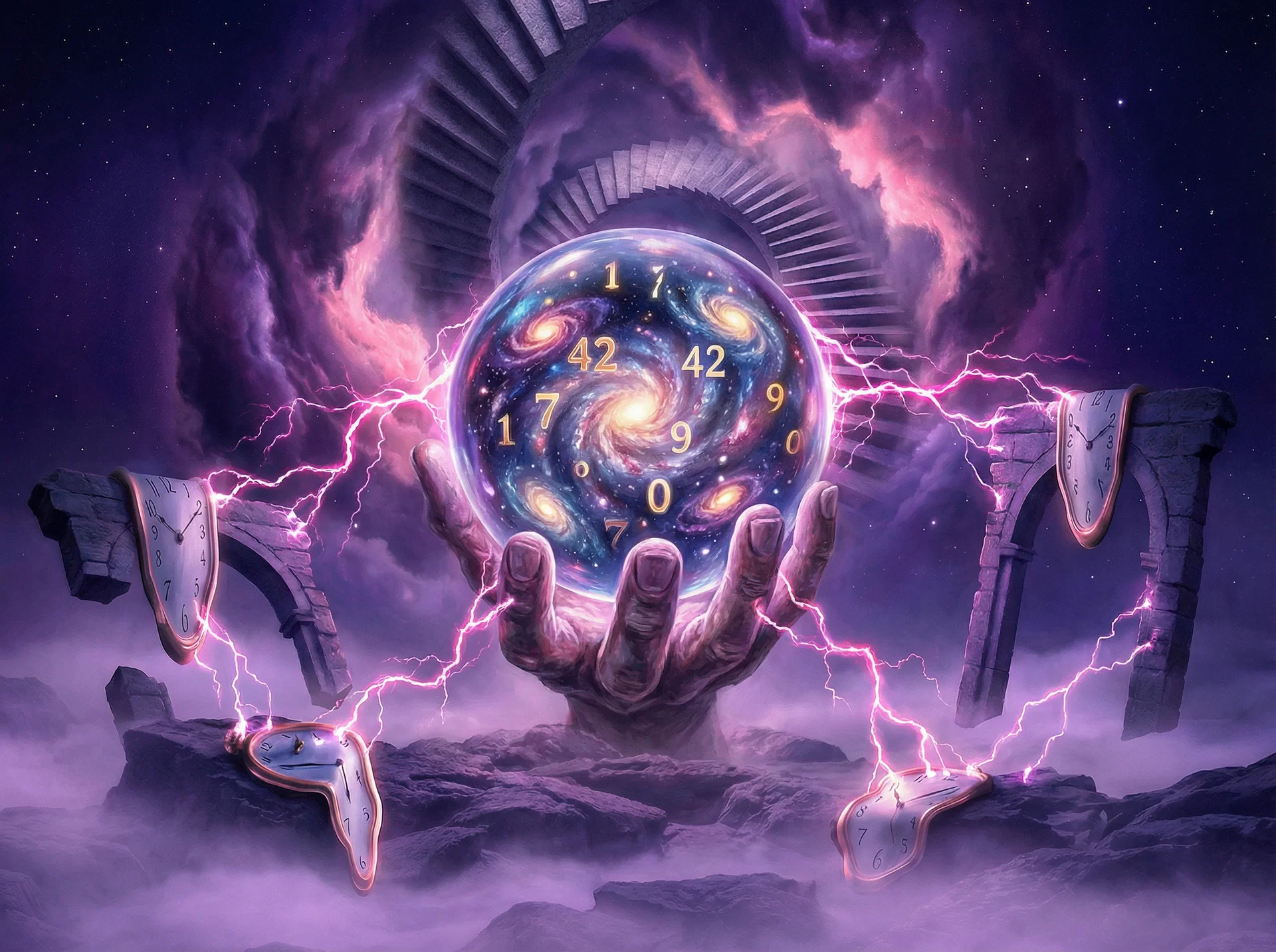 超现实艺术作品 - 命运之手与水晶球，大发快三 灵感画作