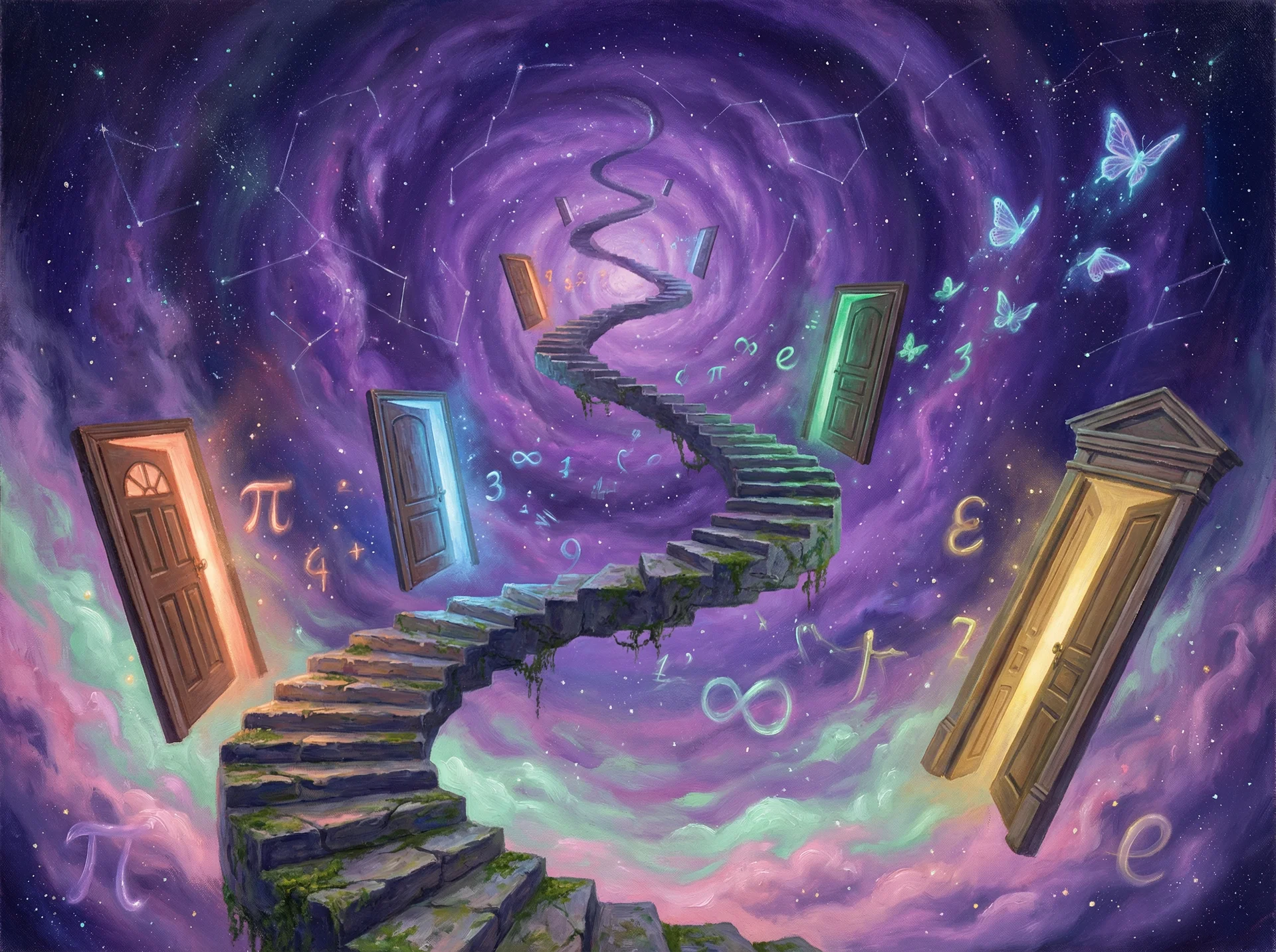 超现实梦境画作 - 无限阶梯与浮动之门，关联 大发快三 幸运号码