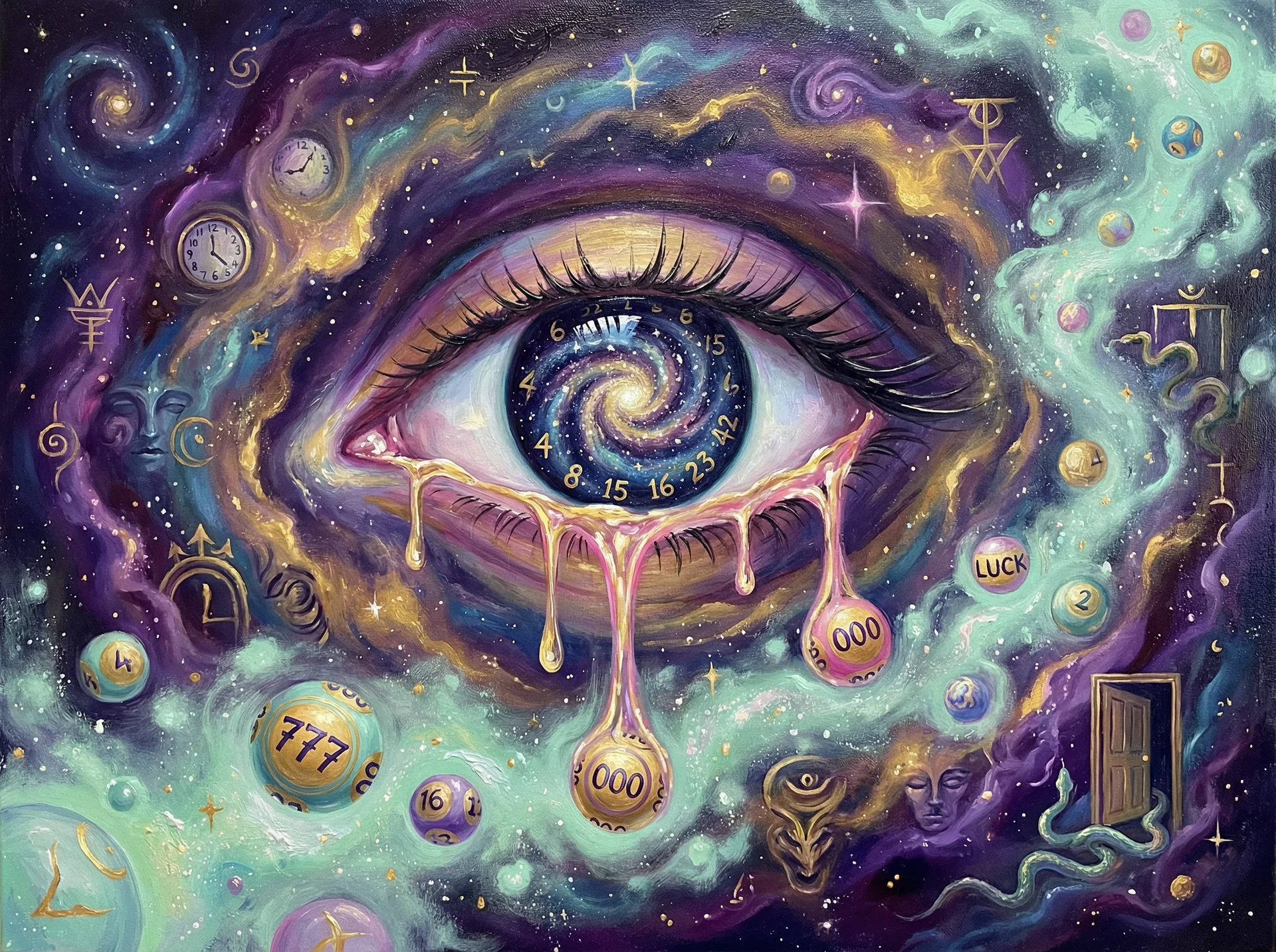 超现实梦境画作 - 宇宙之眼与银河虹膜，关联 大发快三 幸运号码